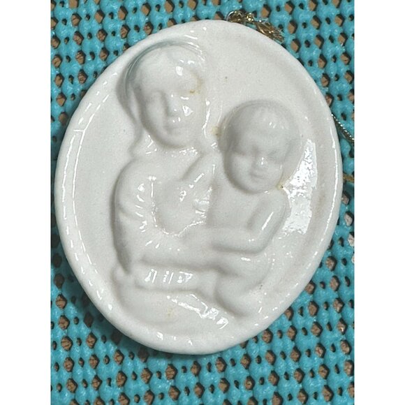 Porcelain Cherub Angel Christmas Ornaments Set White Hanging - Picture 8 of 11